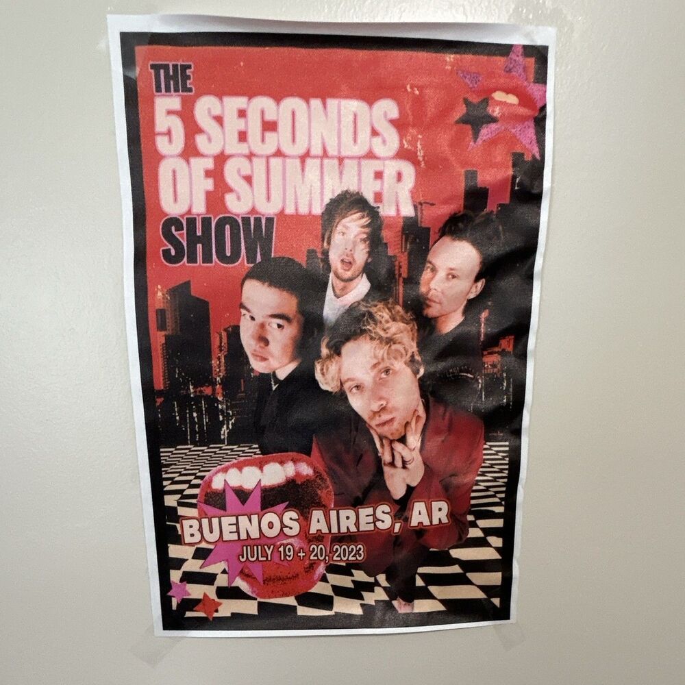 5 Seconds of Summer Show Cloth Poster Buenos Aires AR July 19-20, 2023